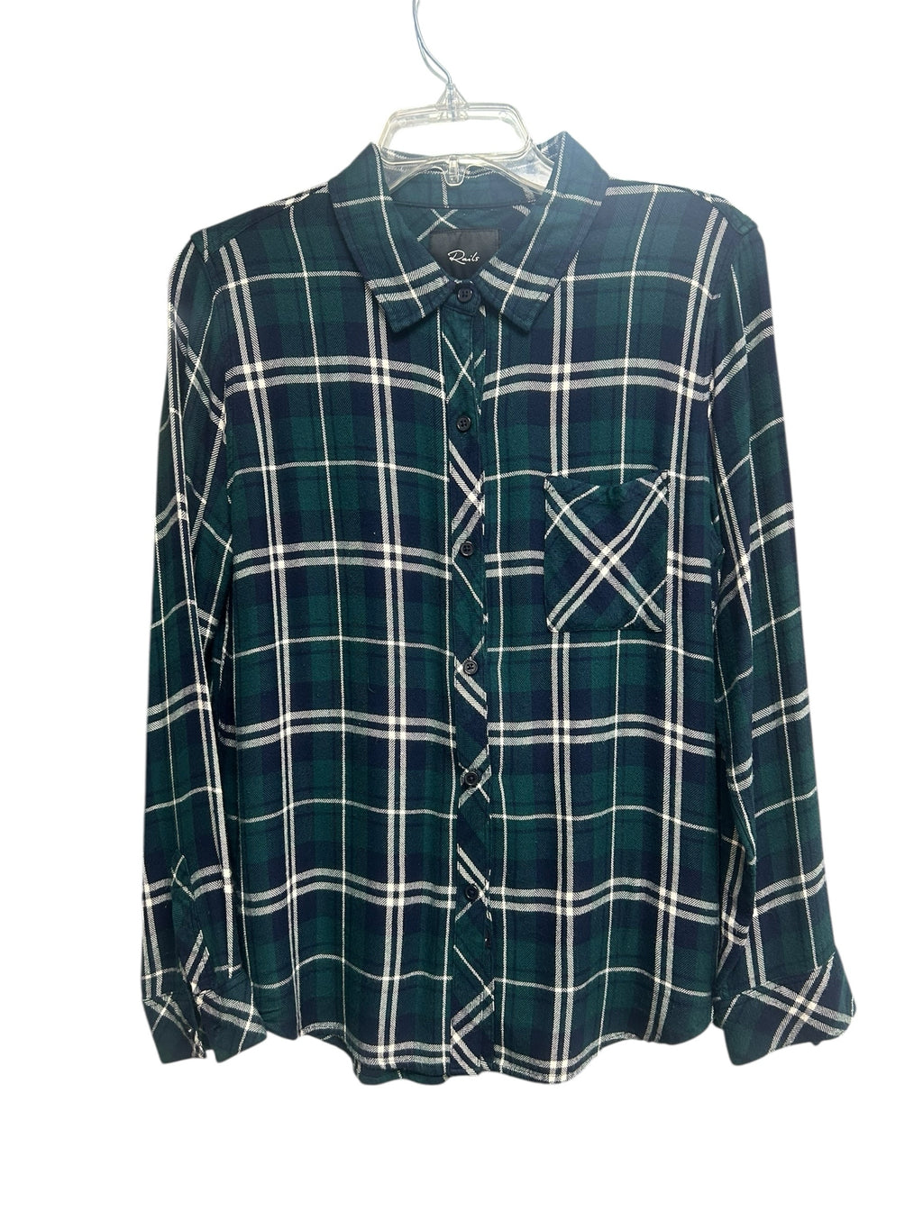 RAILS HUNTER FLANNEL SHIRT IN FOREST NAVY BUTTON UP SIZE MEDIUM