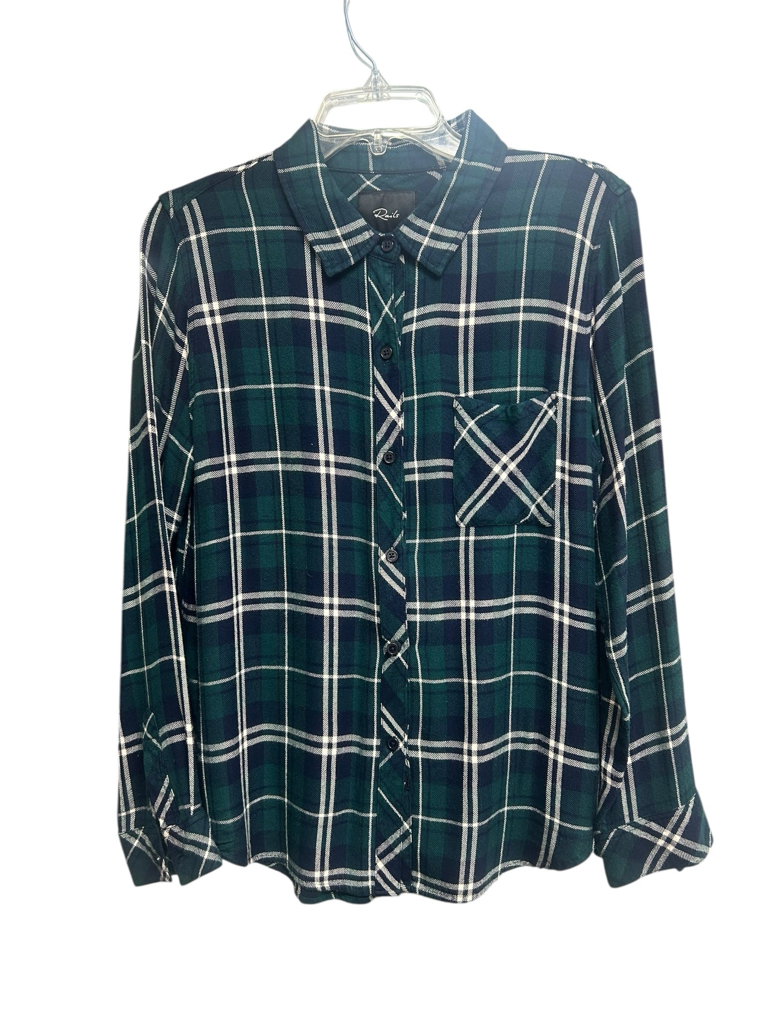 RAILS HUNTER FLANNEL SHIRT IN FOREST NAVY BUTTON UP SIZE MEDIUM