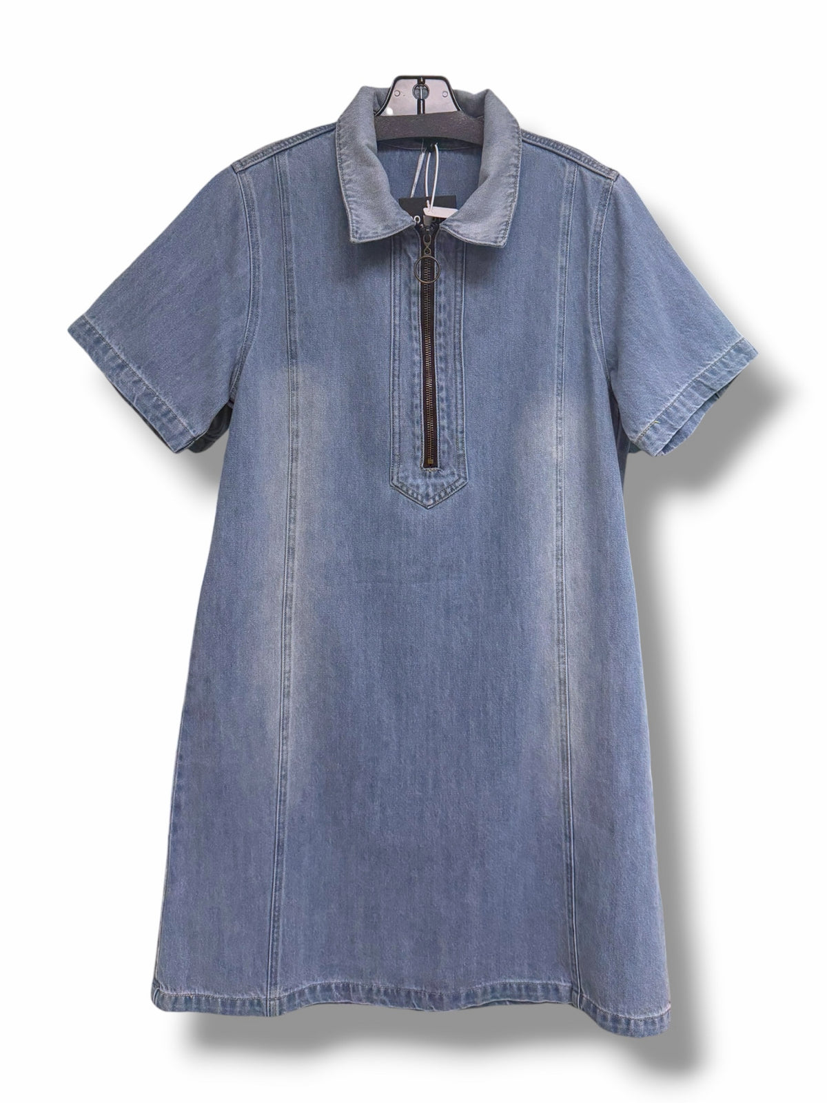 NWT TRISH SCULLY MONROE LIGHT WASH DENIM ZIP MINI DRESS SIZE SMALL