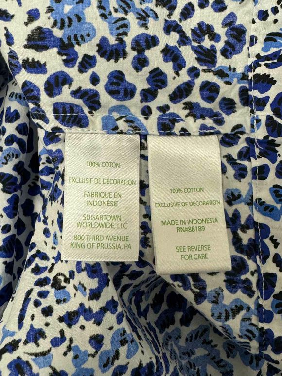 LILLY PULITZER NWT! COULTER LONG SLEEVE COTTON BLUES TOP SIZE L