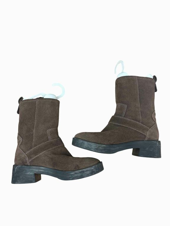 LARROUDE HARDY SUEDE MOTO BOOTS SIZE: 6