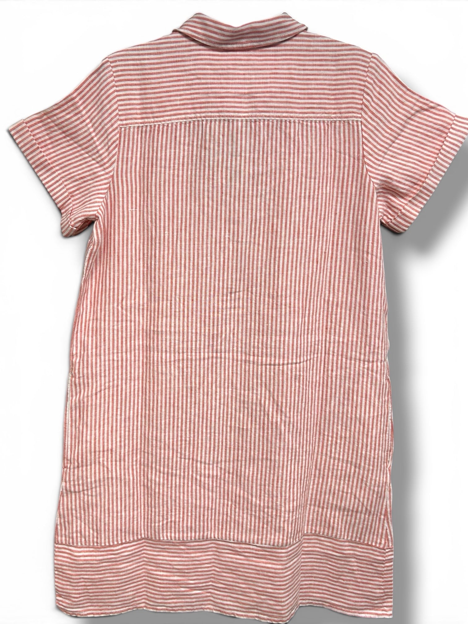 NWT GARNET HILL RELAXED POPOVER LINEN STRIPE RED WHITE SHIRT DRESS SIZE LARGE