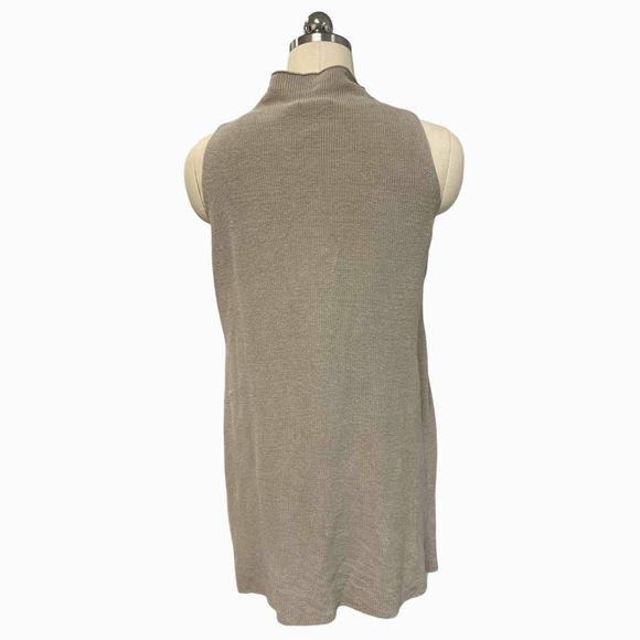 EILEEN FISHER ORGANIC LINEN/COTTON KNIT BLEND SPLIT HEMOAT SLEEVELESS TUNIC TOP SIZE XXS