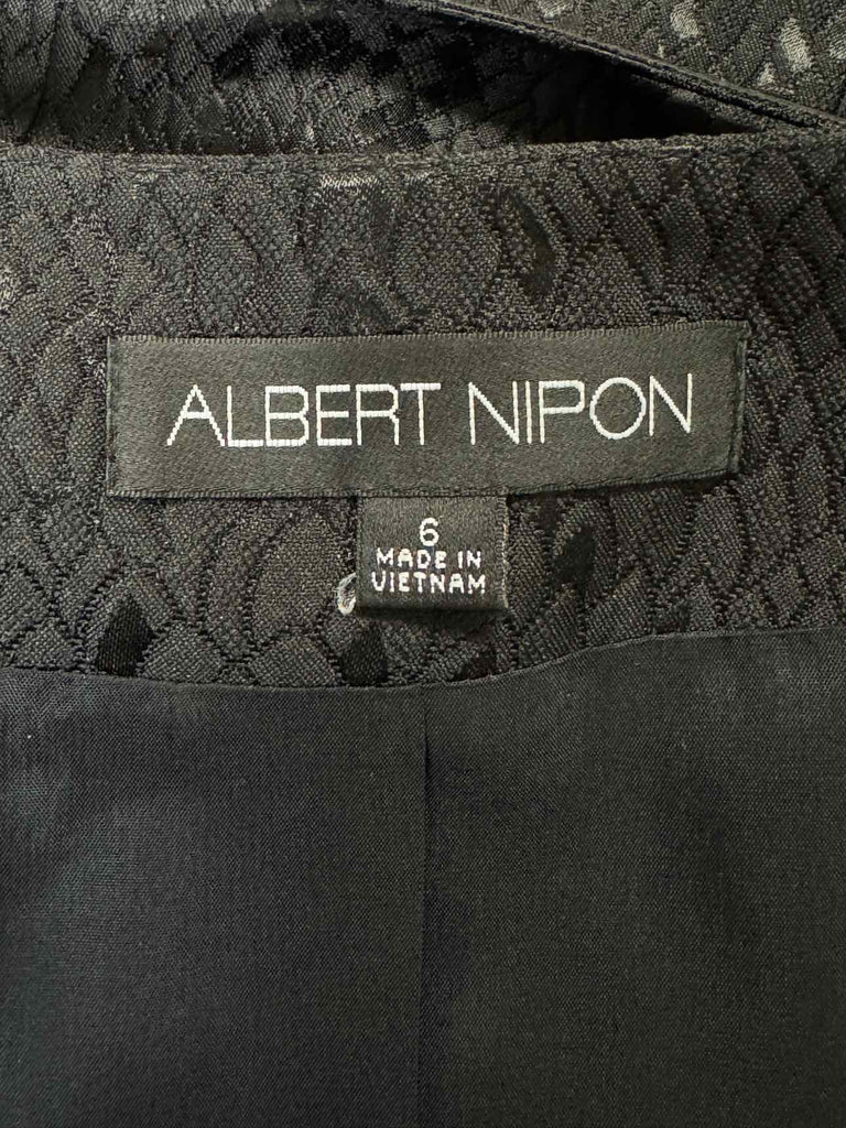 ALBERT NIPON CUSTOM JACQUARD SATIN BLACK SKIRT SET SIZE 6