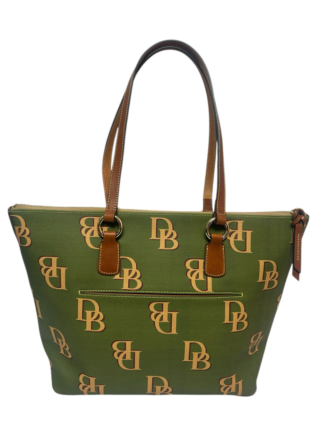 DOONEY & BOURKE GREEN LARGE MONOGRAM COATED WREN TOTE