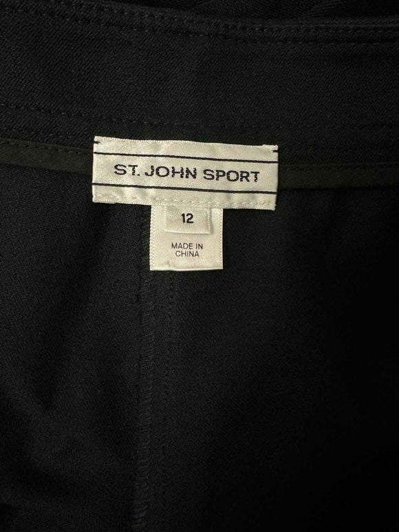 ST JOHN SPORT CROP STRETCH WIDE LEG BLACK PANT SIZE 14