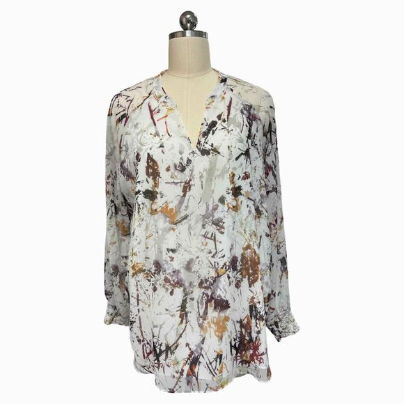 CABI 3694 GODDESS V NECK PRINT BLOUSE SIZE M