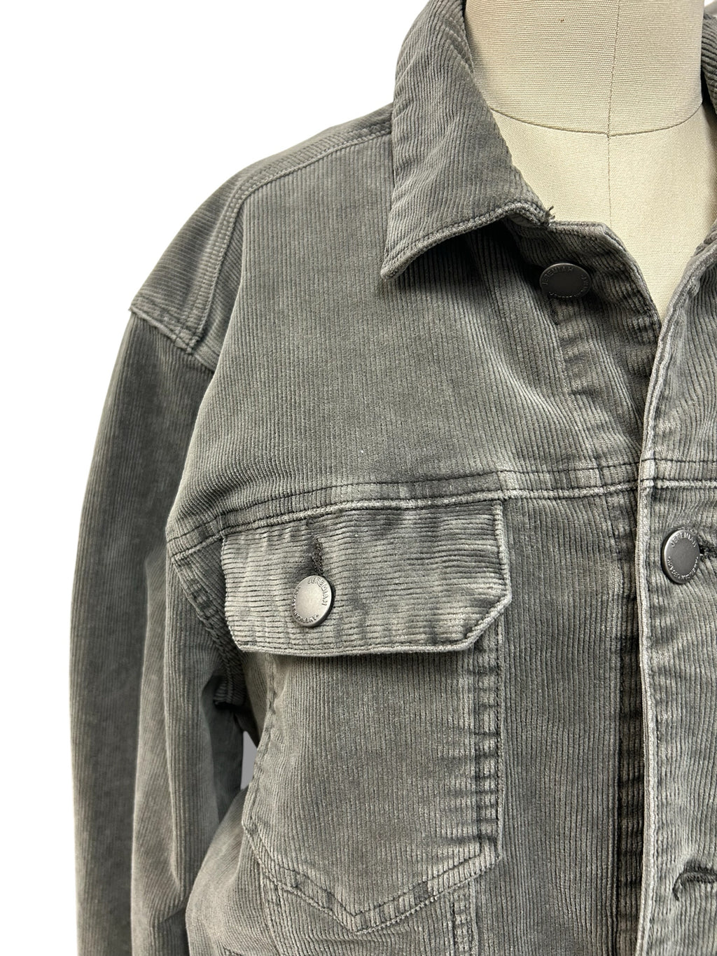 JEREMIAH AMERICAN LEGACY CORDUROY TRUCKER JACKET CHARCOAL SIZE MEDIUM