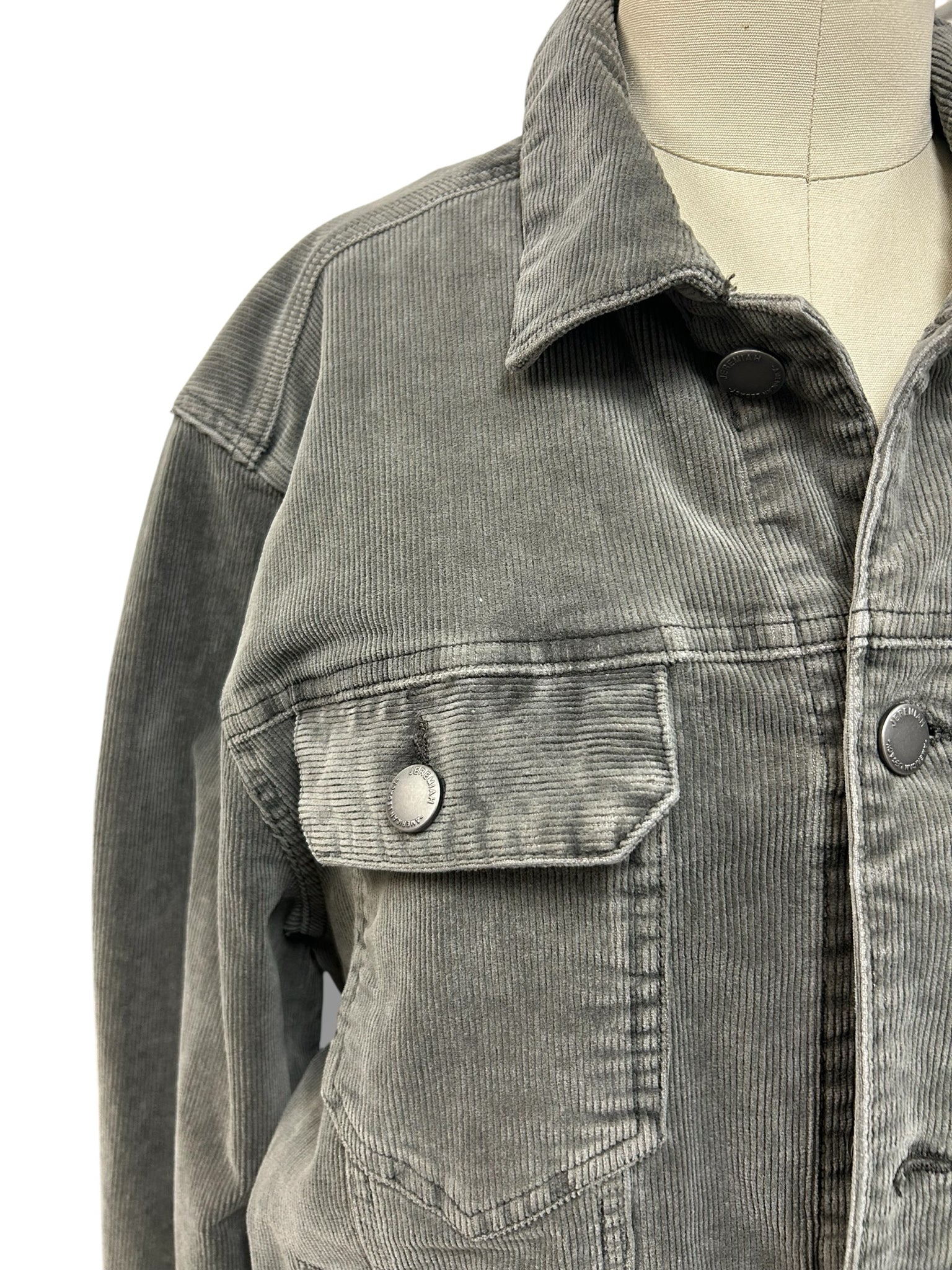JEREMIAH AMERICAN LEGACY CORDUROY TRUCKER JACKET CHARCOAL SIZE MEDIUM