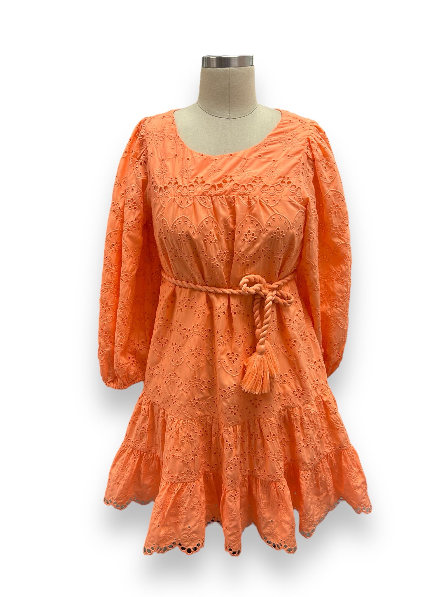 LILLY PULITZER KEYLA SWING EYELET W/TASSEL BELT PEACH ORANGE SIZE SMALL