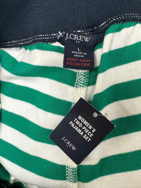 JCREW NWT! HOLIDAY STRIPED GREEN/WHITE PAJAMA SET SIZE L