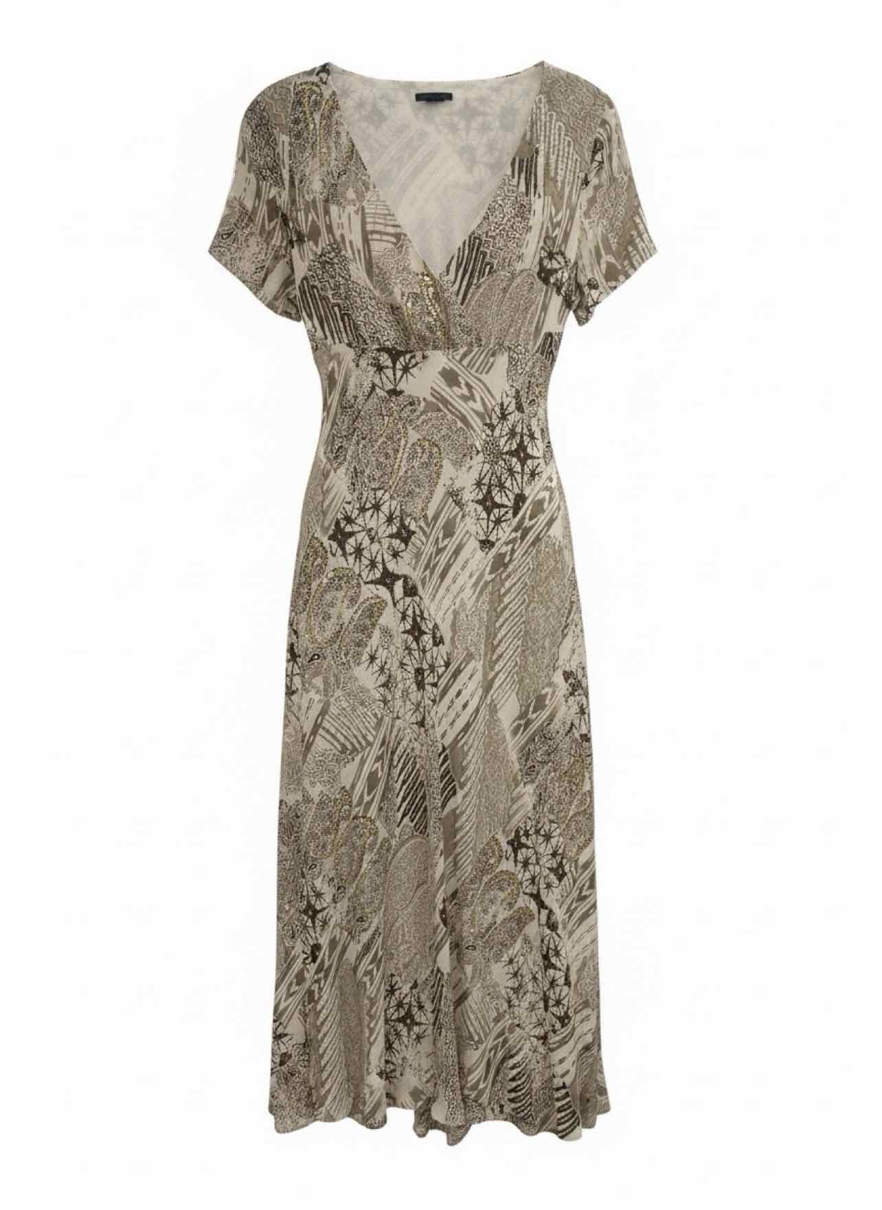 ANTHROPOLOGIE LAPIS SILK V-NECK SS MAXI DRESS SIZE: S
