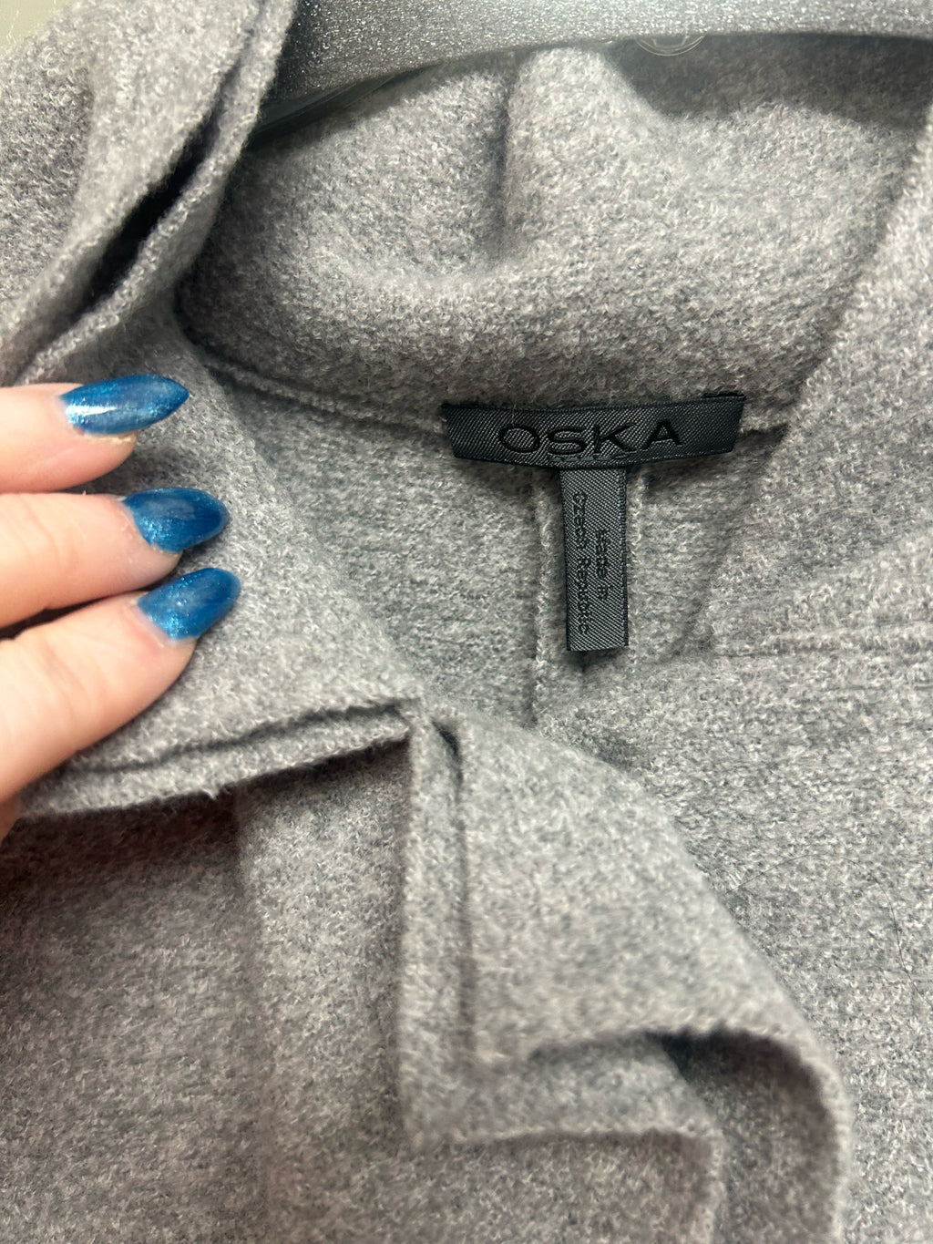 OSKA BOILED WOOL OVERSIZED LAGENLOOK LONG LINE GRAY COAT SIZE 1