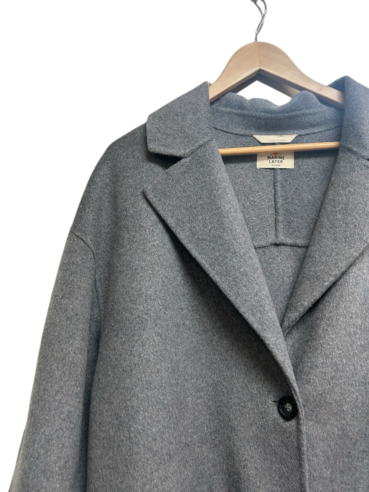 MARINE LAYER COLLETTE OVERSIZE LONGLINE WOOL BLEND GRAY COAT SIZE XL