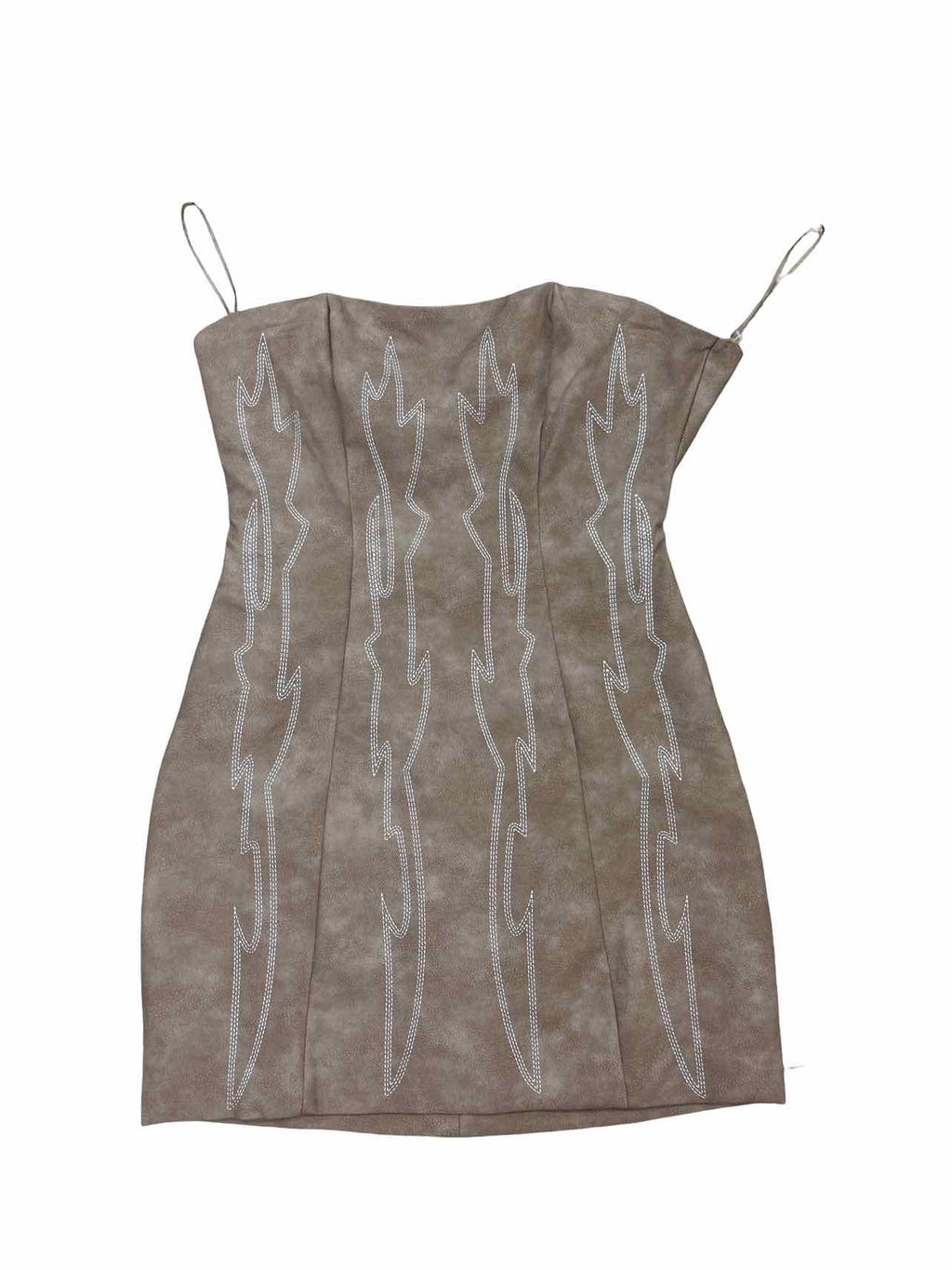 ANTHROPOLOGIE TIC TOC EMBROIDERED STRAPLESS LACE-UP FAUX LEATHER SIZE: M