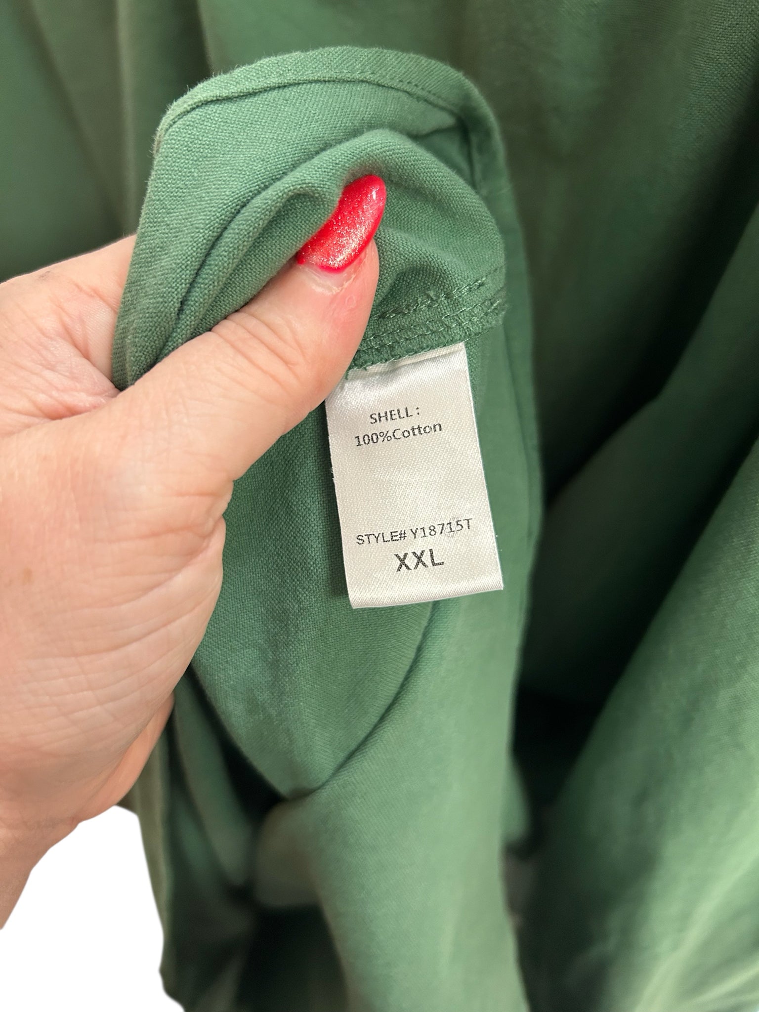 POMANDER PLACE POLLY GREEN LONG SLEEVE SHIRT DRESS SIZE XXL