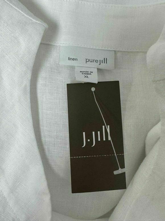 JJILL NWT! PURE LINEN BLEND SPLIT HEM WHITE TUNIC TOP SIZE XL