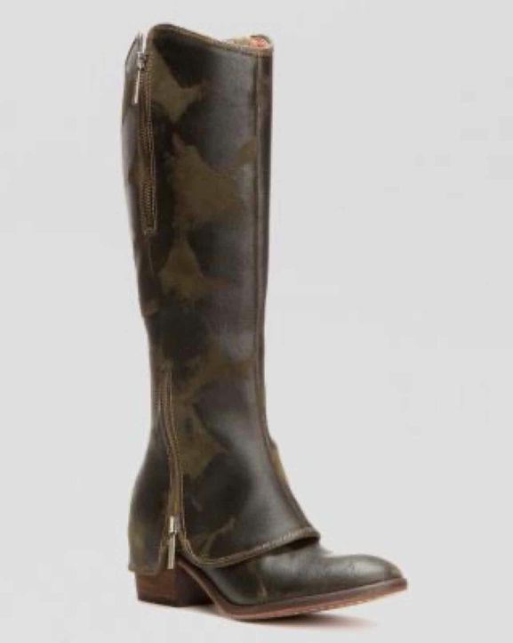 DONALD PLINERW/BOX OLIVE VINTAGE SUEDE TALL BOOTS SIZE: 8.5