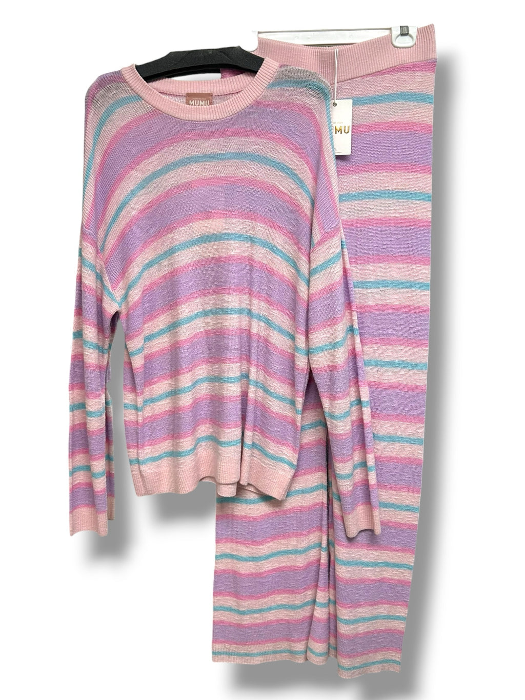NWT SHOW ME YOUR MUMU FEEL GOOD COTTON CANDY STRIPED 2 PIECE SET SIZE MEDIUM