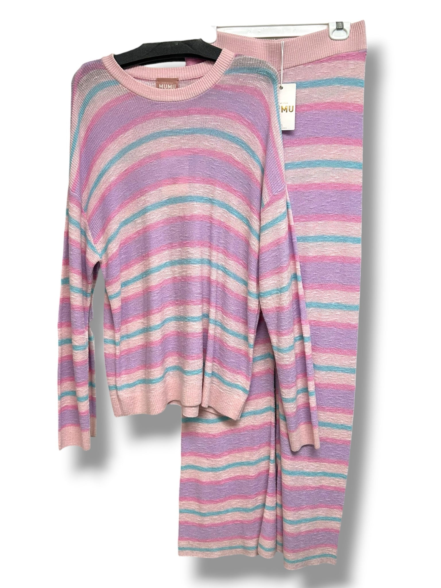 NWT SHOW ME YOUR MUMU FEEL GOOD COTTON CANDY STRIPED 2 PIECE SET SIZE MEDIUM