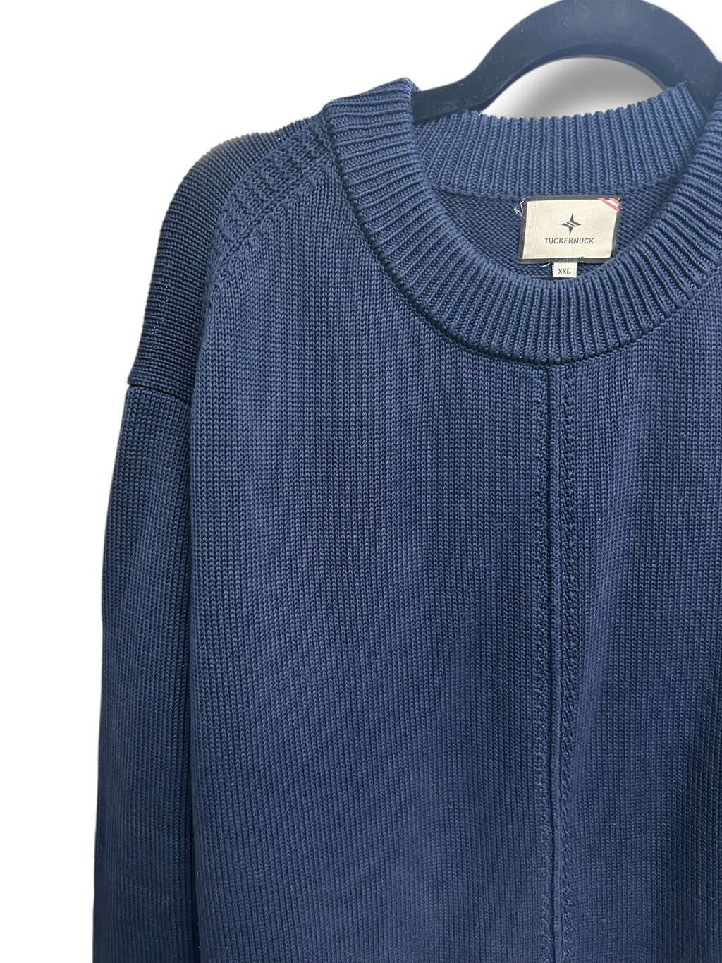 TUCKERNUCK CLIFF CREWNECK COTTON SWEATER SPLIT HEM NAVY SIZE XXL