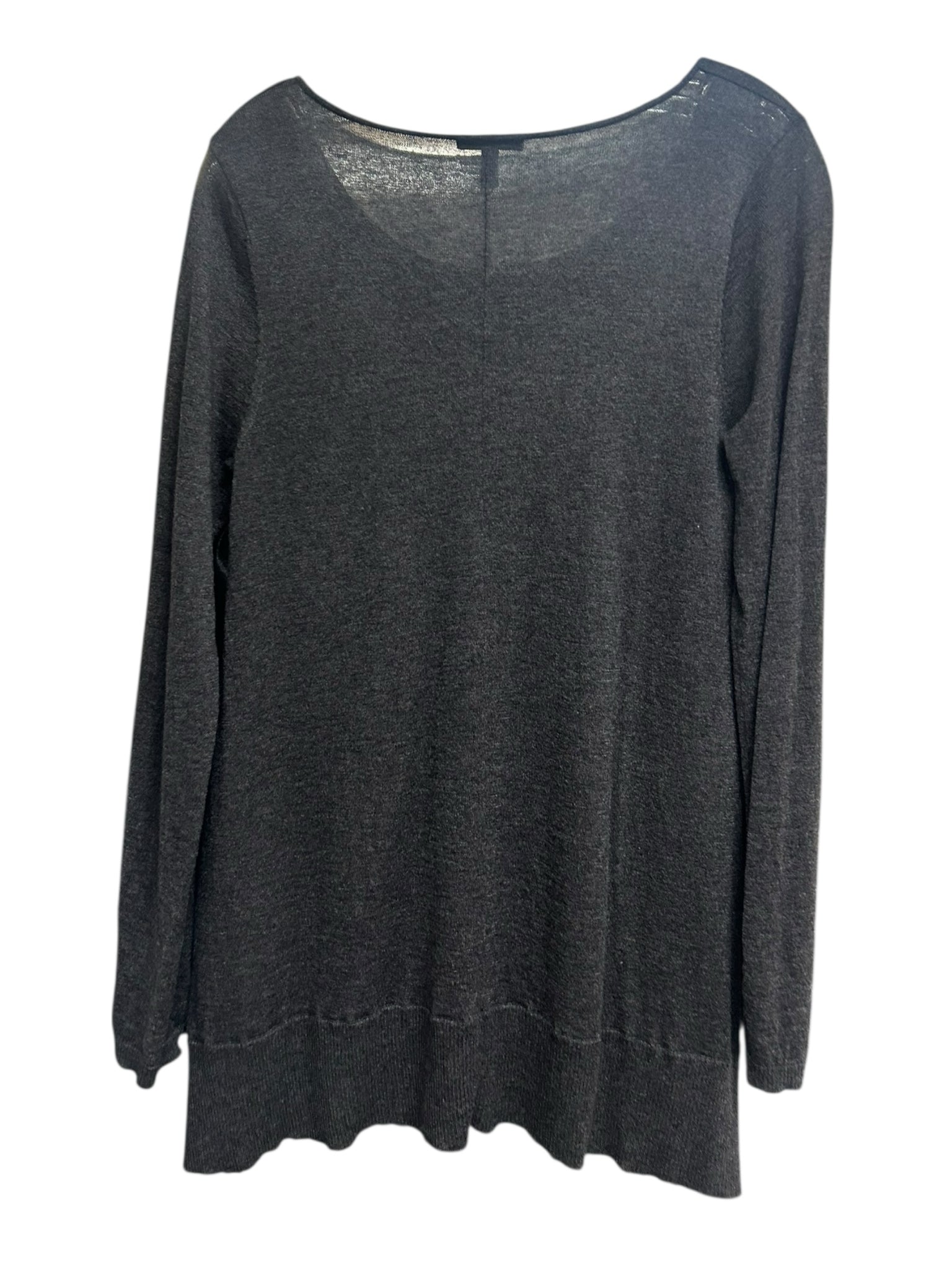 EILEEN FISHER CHARCOAL GRAY ALPACA WOOL BLEND SCOOP NECK SWEATER SIZE SMALL
