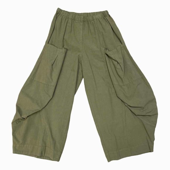 ELEVEN STITCH DESIGN NEW! DOUBLE POCKET LAGENLOOK OLIVE PANT SIZE XS