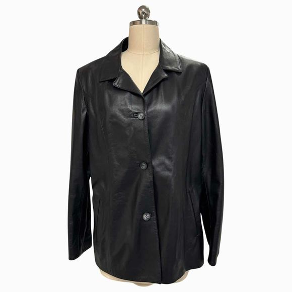 PERUZZI ITALIAN CALF LEATHER BLACK JACKET SIZE XL