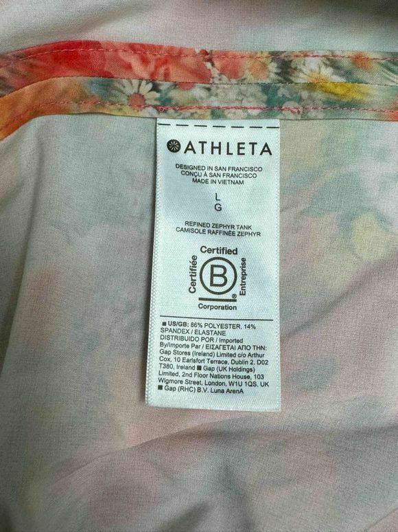 ATHLETA REFINED ZEPHYR TANK IN RENEWED BLOOM SPRING SIZE L