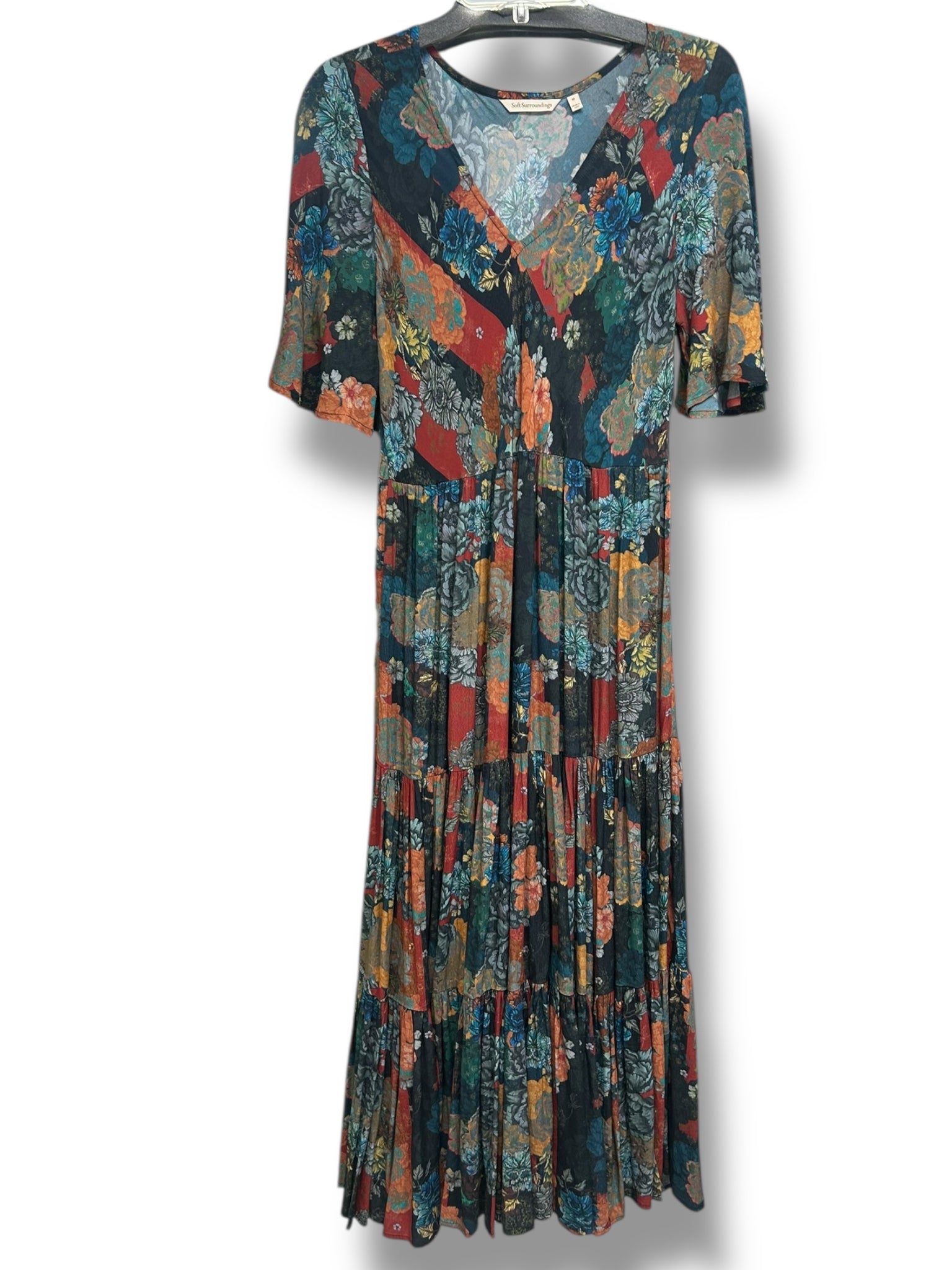 SOFT SURROUNDINGS MIRABELLE TIERED FLORAL PATCHWORK MAXI DRESS SIZE M - WEARHOUSE  CONSIGNMENT