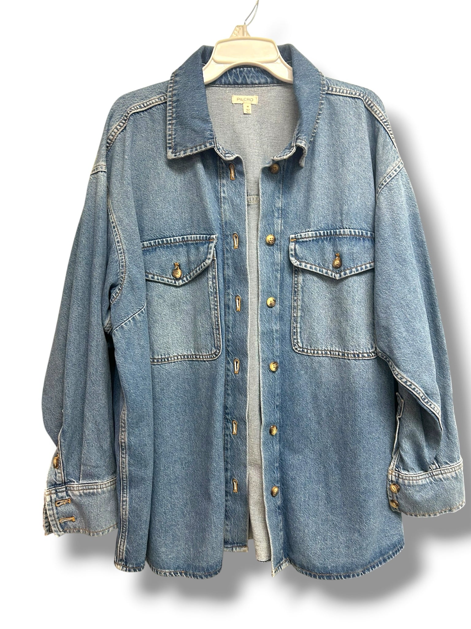 ANTHROPOLOGIE PILCRO DENIM OVERSIZED BUTTON UP SHACKET SIZE 1X