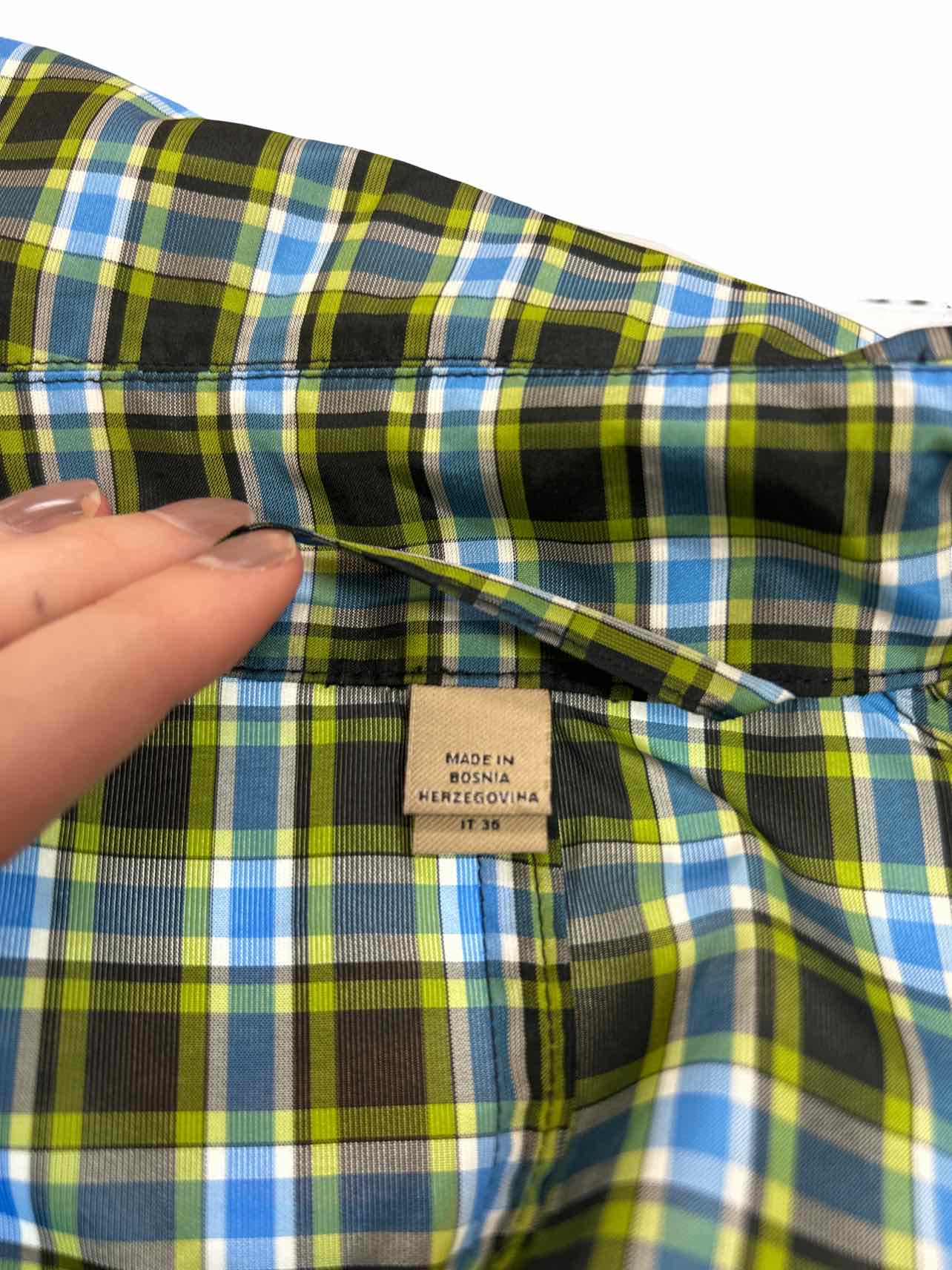 BURBERRY BLUE CHECK PLAID UNLINED WINDBREAKER JACKET MID LENGTH SIZE 2