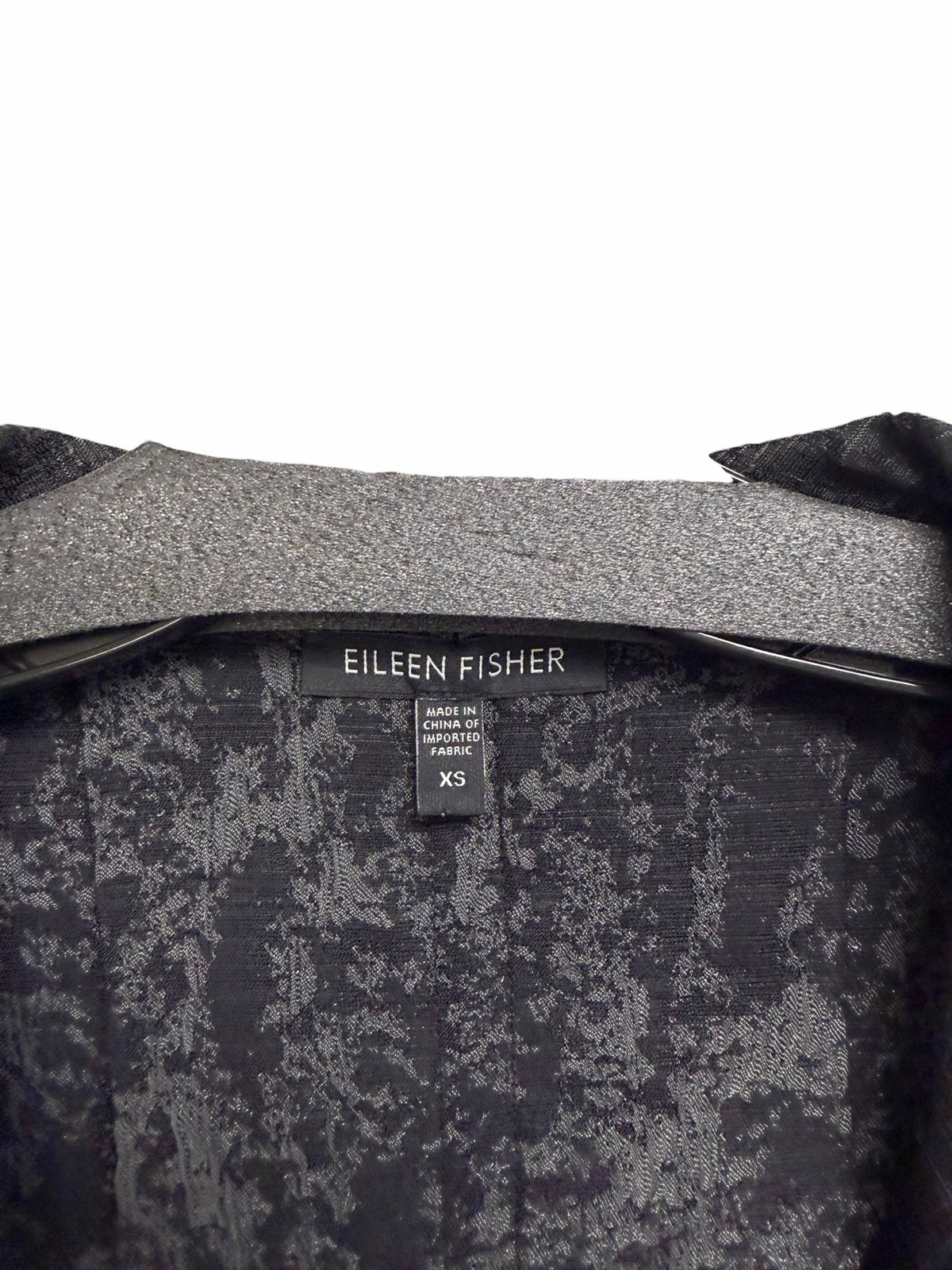 EILEEN FISHER CHARCOAL TEXTURED OPEN FRONT 3/4 SLEEVE NOTCHED COLLAR JACKET XS