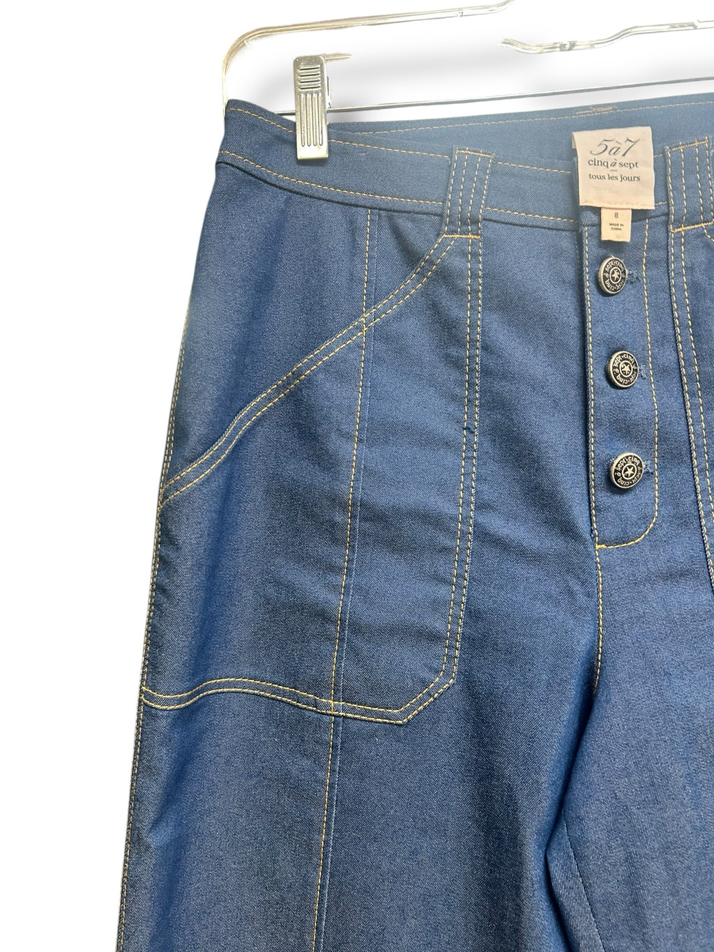 CINQ A SEPT BENJI WIDE LEG LIGHT WASH DENIM JEANS SIZE 8