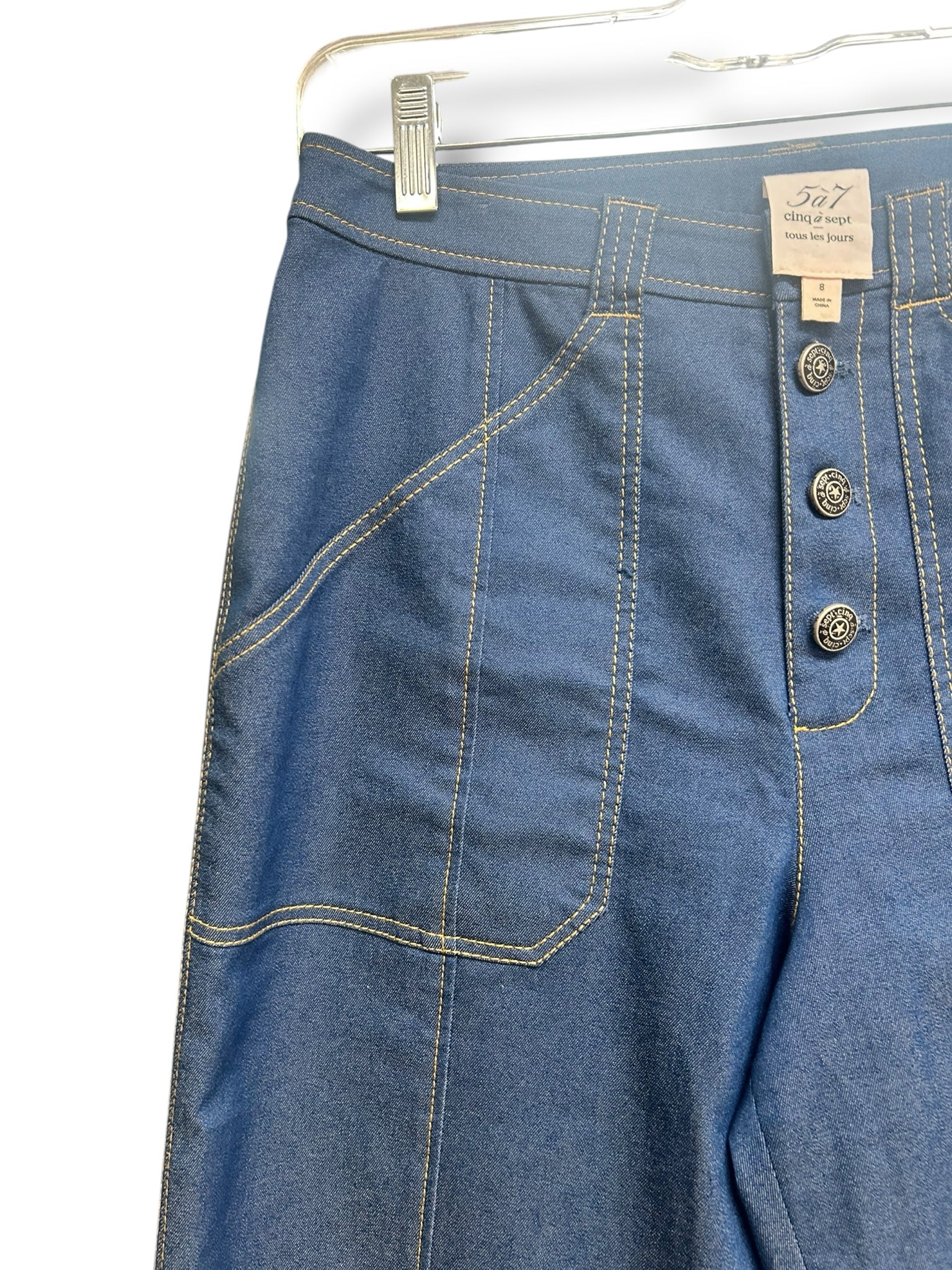 CINQ A SEPT BENJI WIDE LEG LIGHT WASH DENIM JEANS SIZE 8