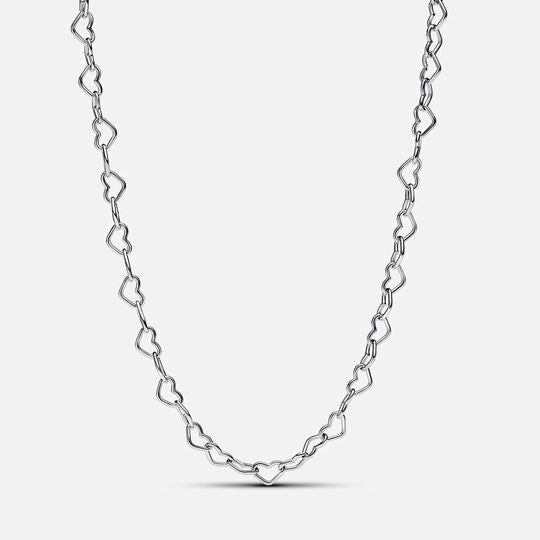 PANDORA LINKED HEARTS COLLIER SILVER NECKLACE WITH HEART PENDANT