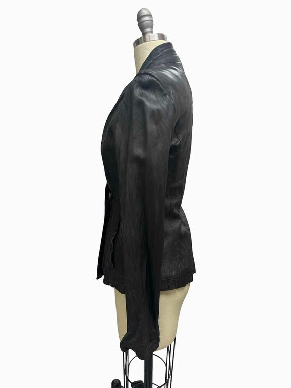 ANTHROPOLOGIE BURNING TORCH LEATHER DISTRESSED JACKET  SIZE: XS