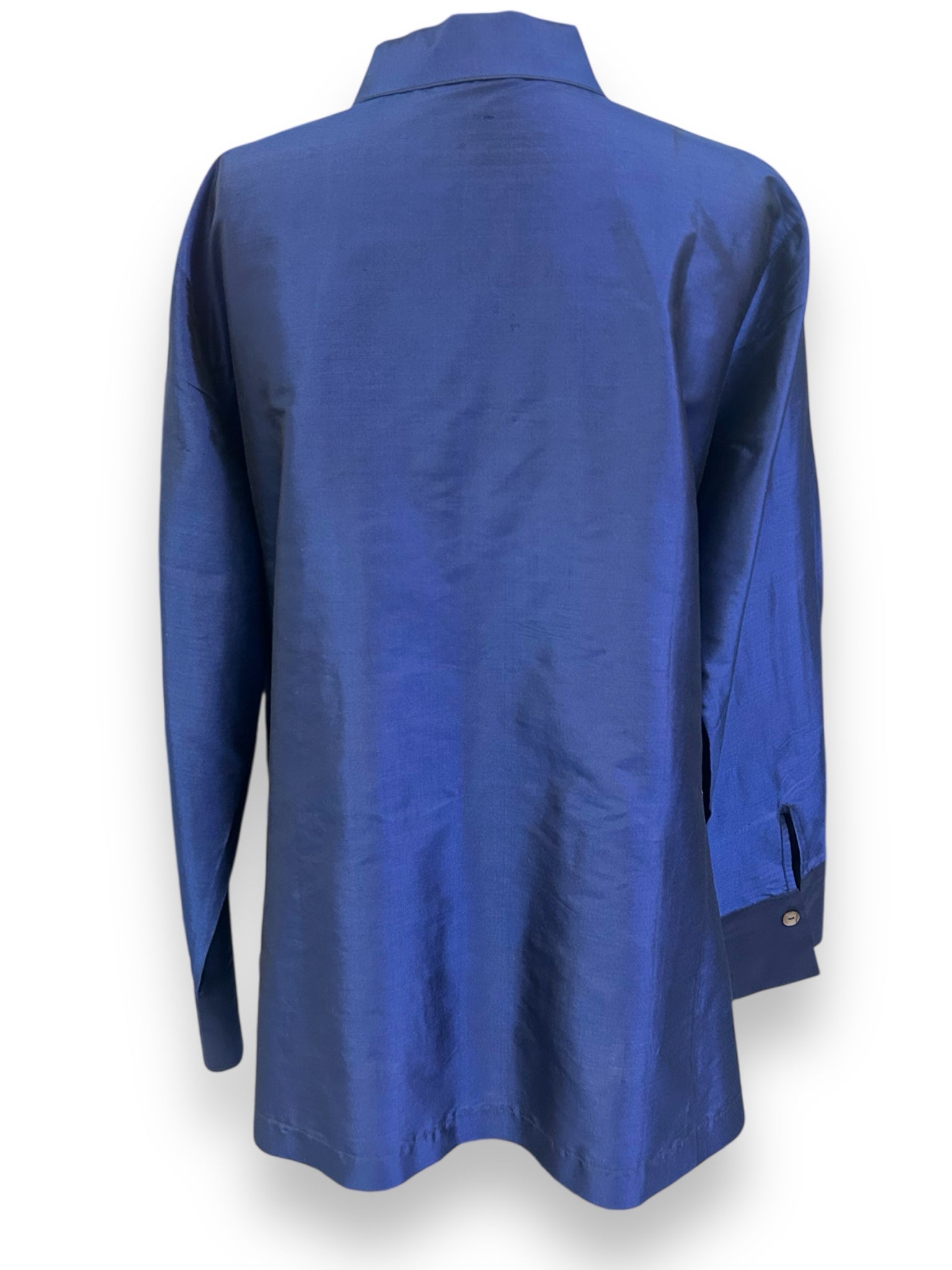 CHARLOTTE KELLOG SILK BARBARA TUNIC BUTTON FRONT SHIRT BLUE SIZE 3XL