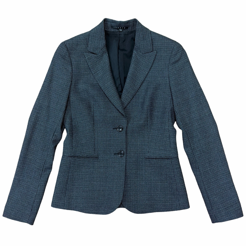 NICHELLE TAILORED WOOL MICRO HOUNDSTOOTH BLAZER SIZE 4