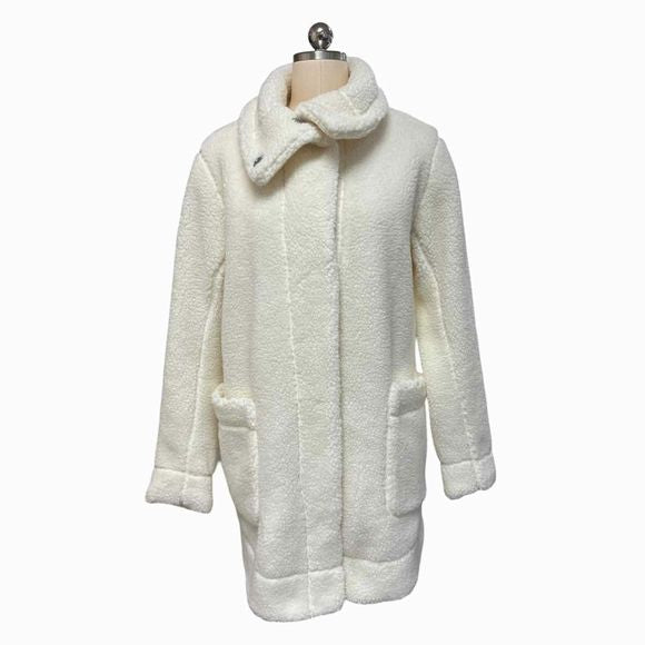 DULUTH TRADING WOMEN'S WOOL SHERPA LONG CREAM JACKET SIZE M