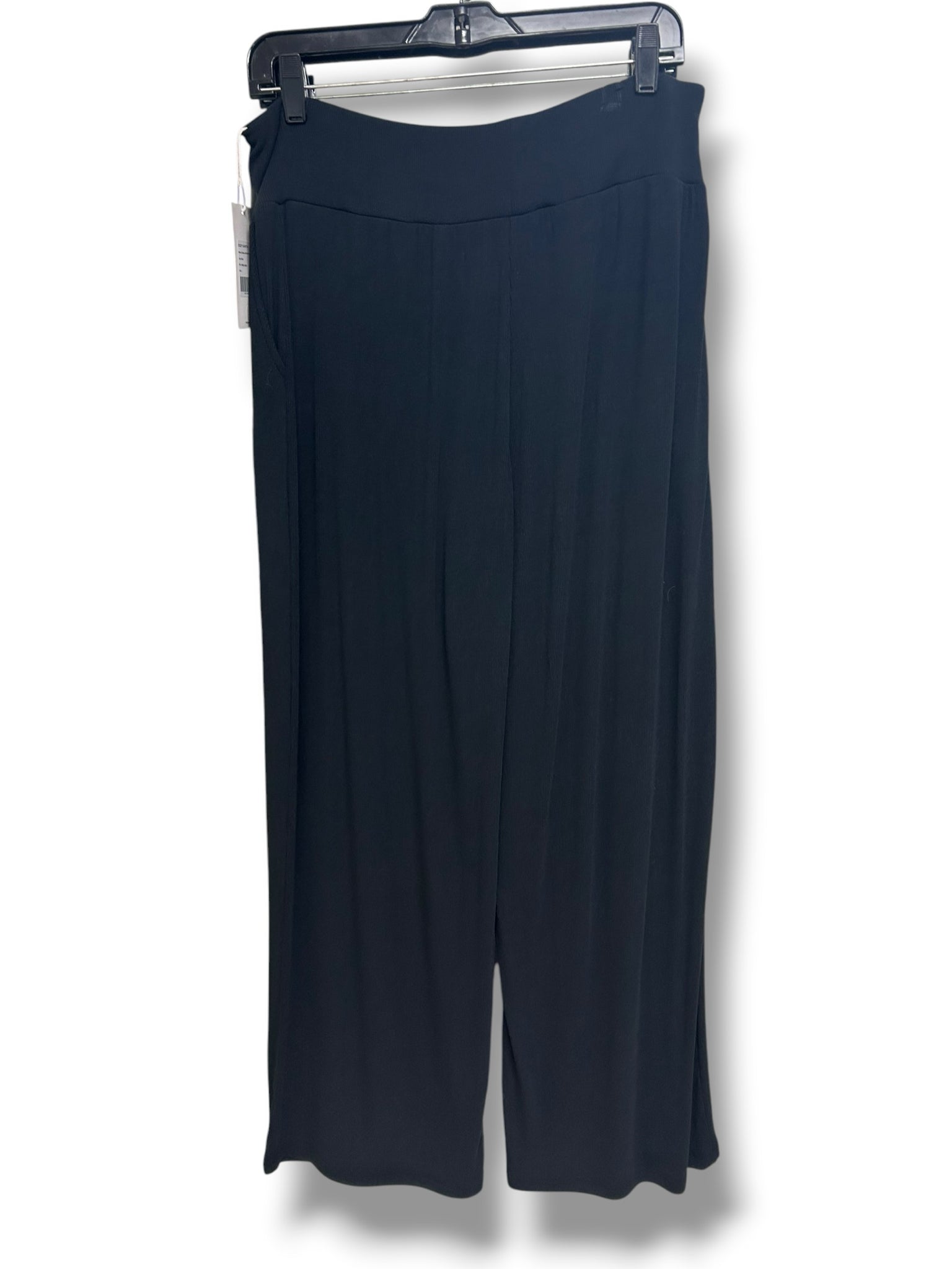 NEW WITH TAGS COZY EARTH BLACK BAMBOO RIB KNIT WIDE LEG PANTS SIZE LARGE