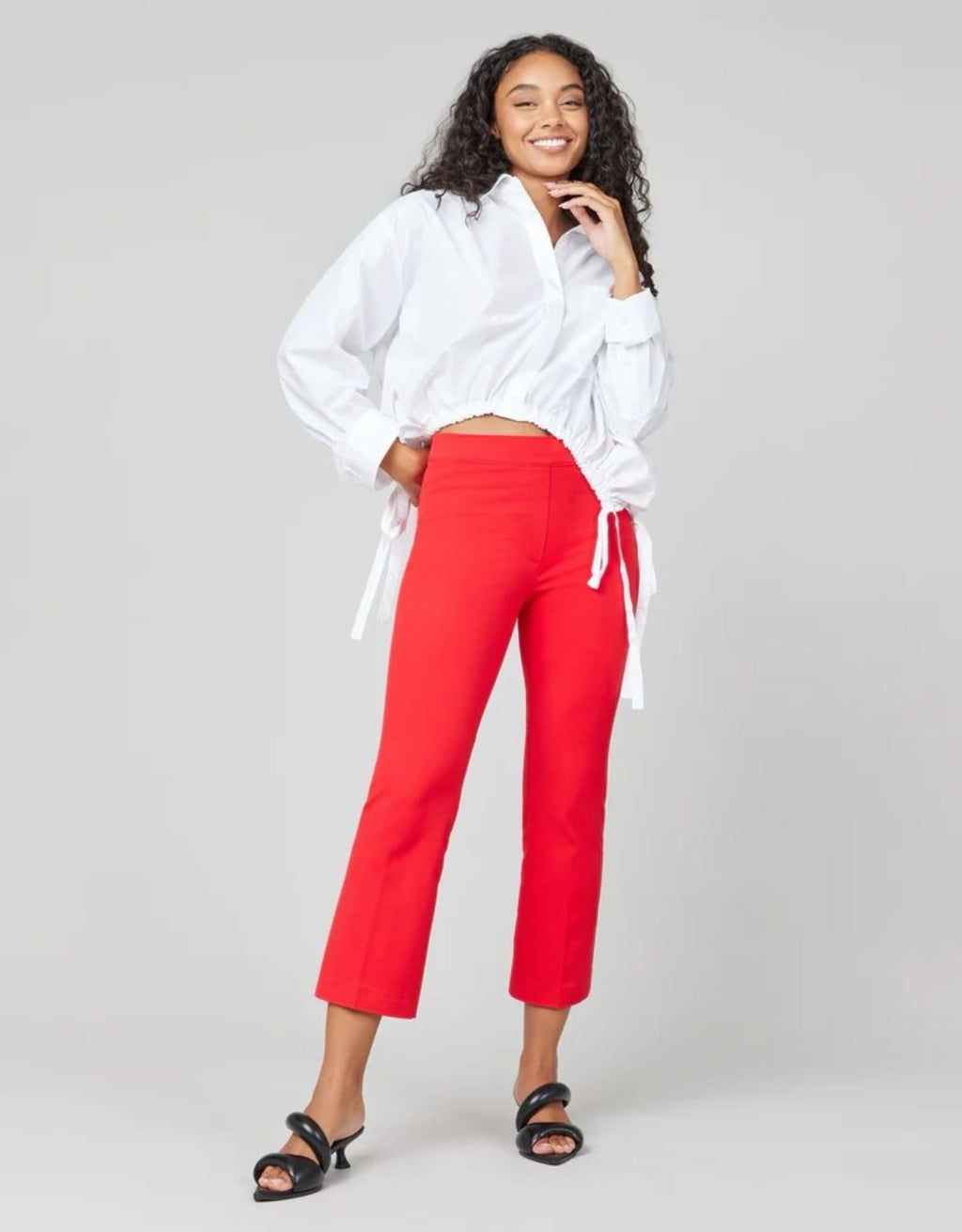 NWT SPANX ON THE GO KICK FLAIR PULL ON RED PANTS SIZE SMALL PETITE
