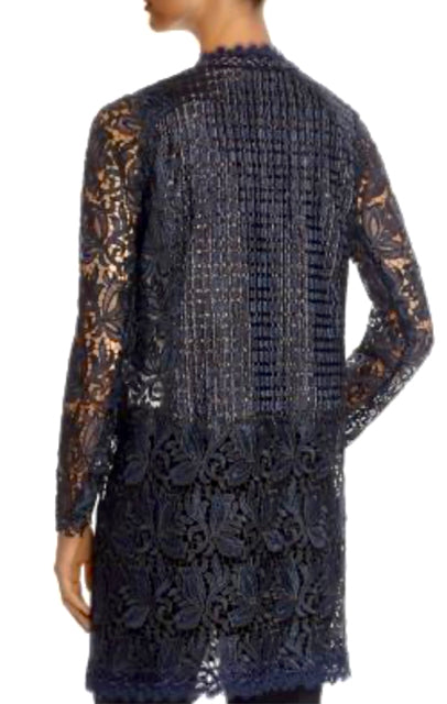NWT ELLIE TAHARI JAYA CHAIN DETAIL METALLIC LACE TOPPER JACKET SIZE MEDIUM