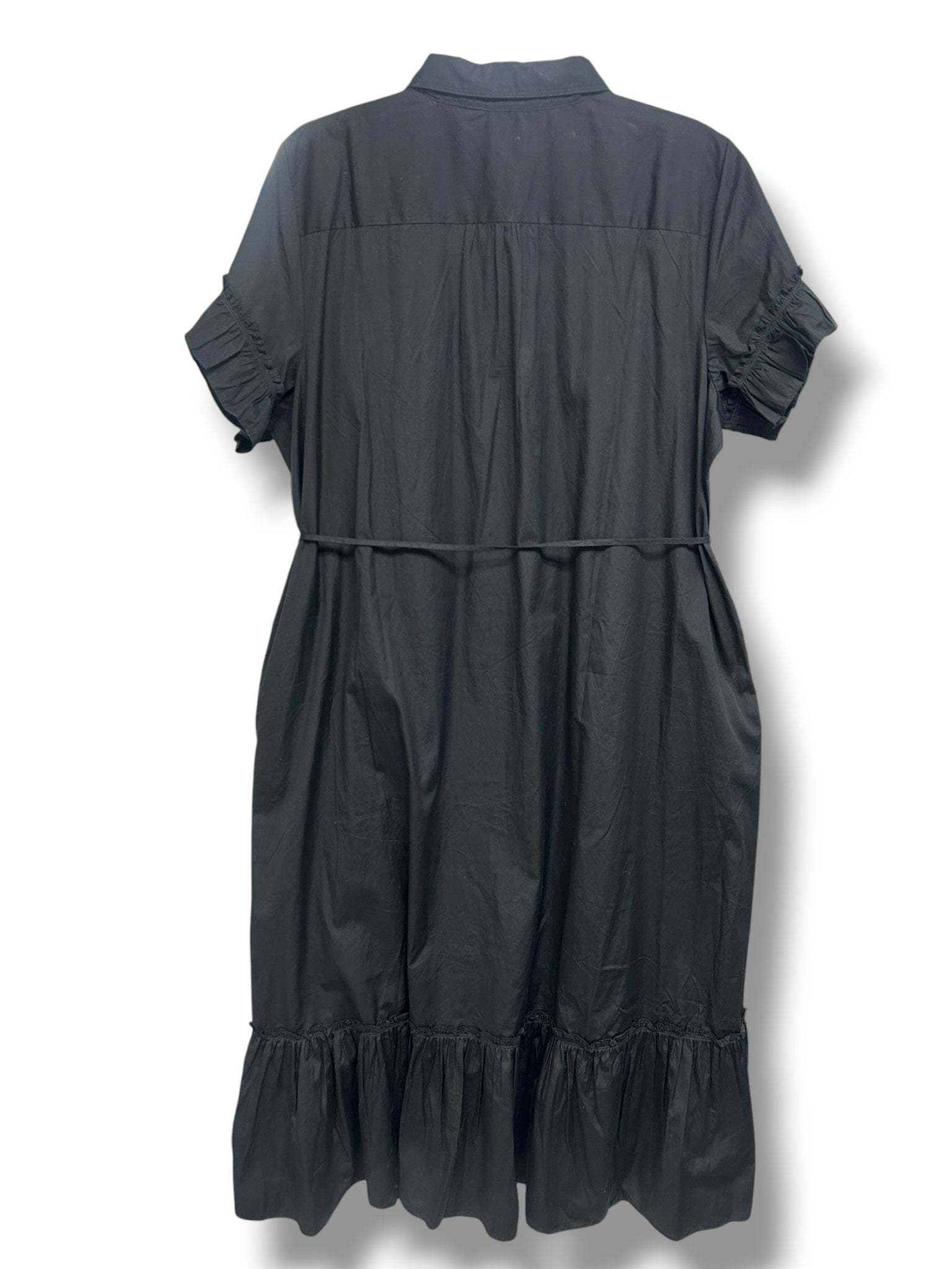 JCREW AMELIA BLACK COTTON POPLIN RUFFLE MAXI BUTTON FRONT MAXI DRESS SIZE XXL