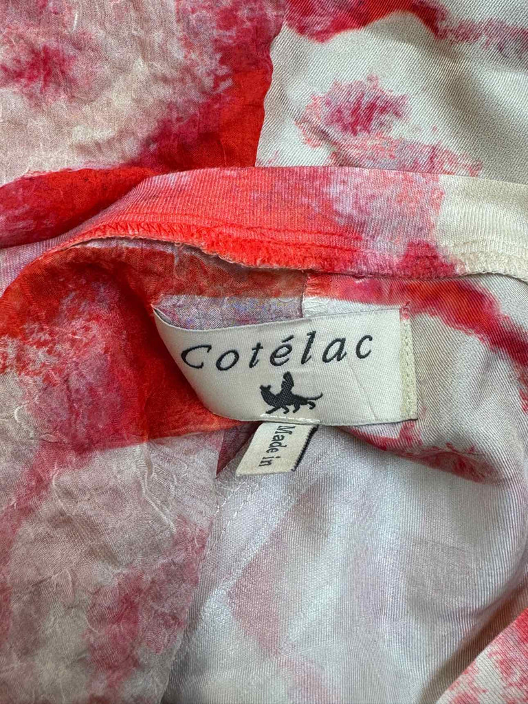 COTELAC 100% POLYESTER SILK FEEL RED BLOUSE SIZE