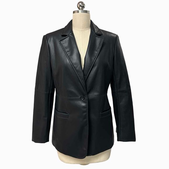 BANANA REPUBLIC VEGAN LEATHER BLACK BLAZER SIZE 8