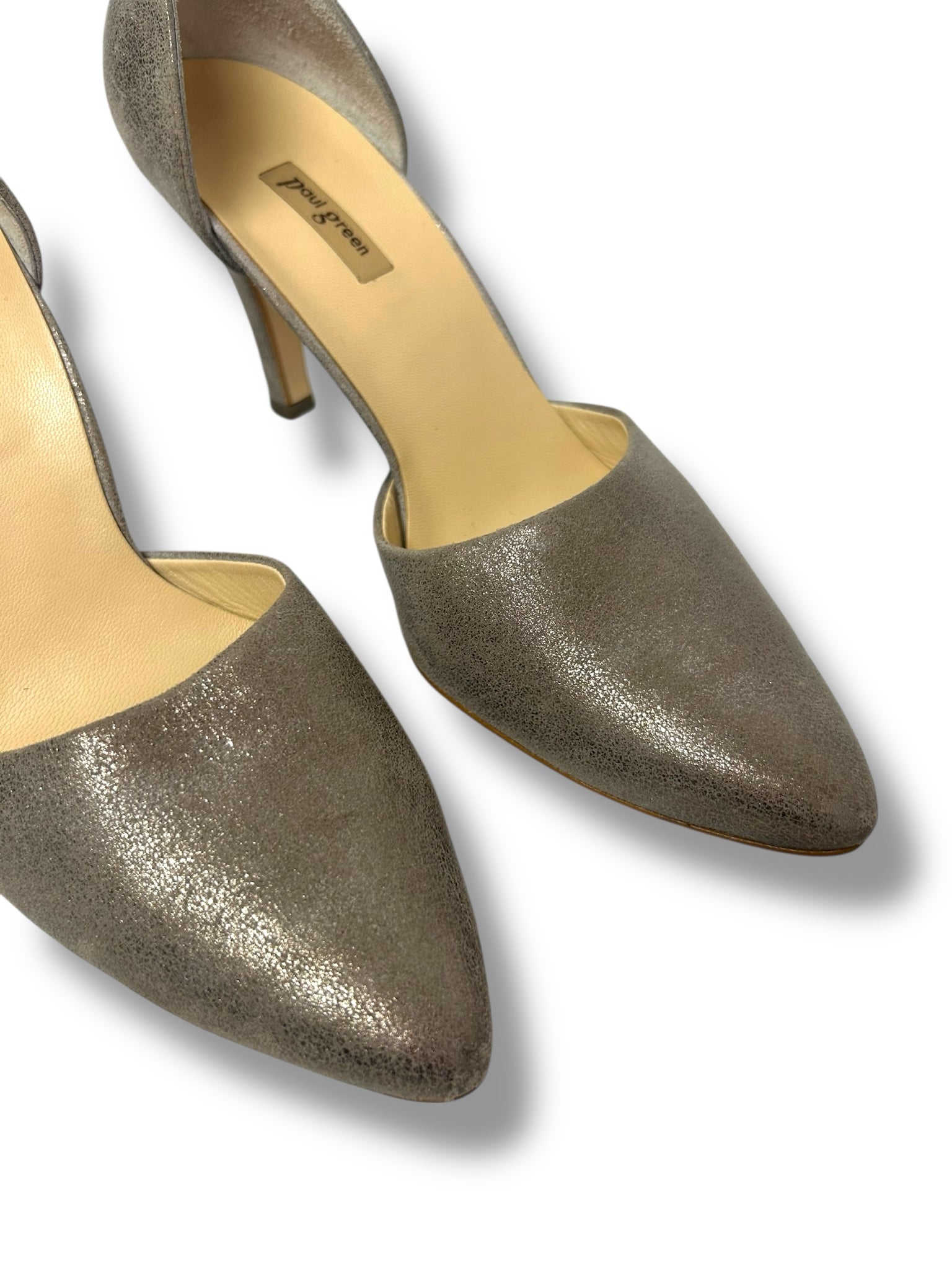 PAUL GREEN SILVER BRUSHED METALLIC CHAR D'ORSEY PUMPS SIZE US 9
