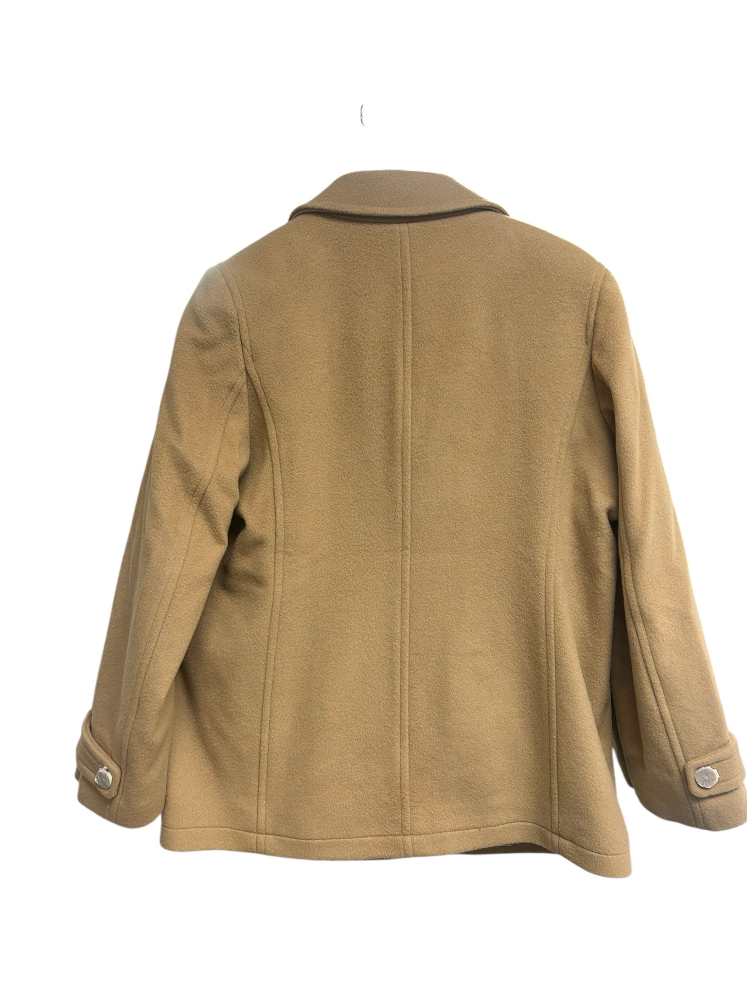 LL BEAN  NEW LAMBS WOOL DOUBLE BREASTED PEA COAT TAN SIZE 12