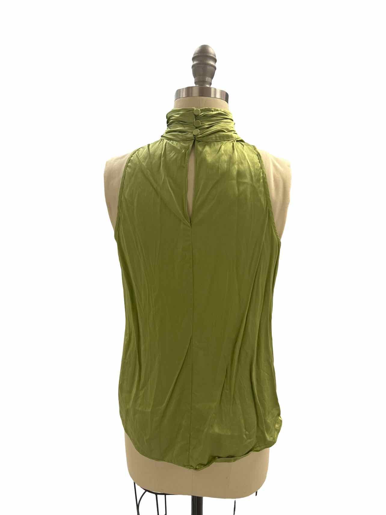 CINQ A SEPT JAYLEE SATIN OPEN BACK SLEEVELESS TOP GREEN TEA SIZE: S
