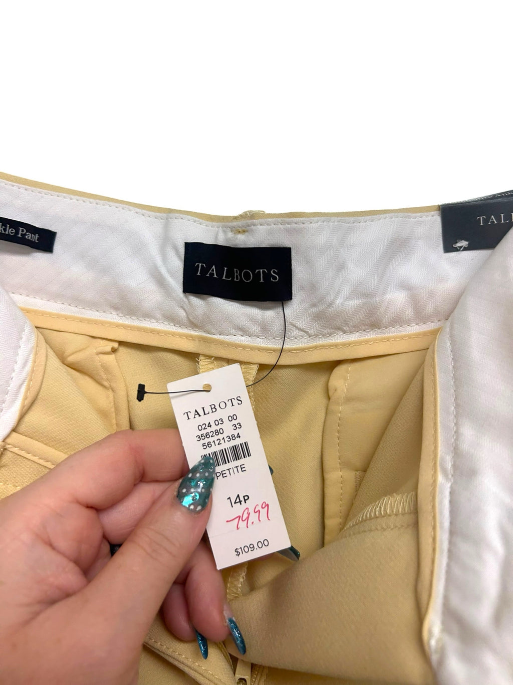 NWT TALBOTS HAMPSHIRE CREAM ANKLE DRESS PANTS SIZE 14 PETITE